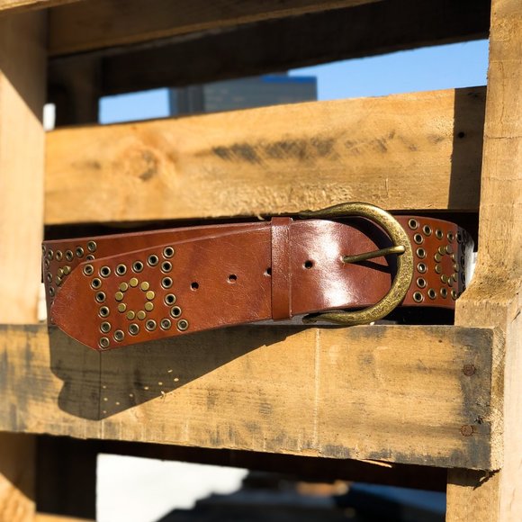 Boho Embroidered Wide High Wasted Brown Belt - Picture 1 of 4